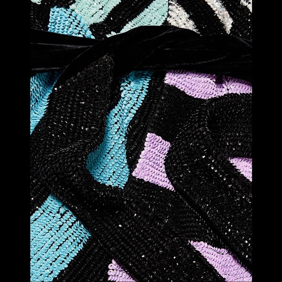 Retrofete Colourblack Stripes Sequin Wrap Dress - Picture 12 of 13